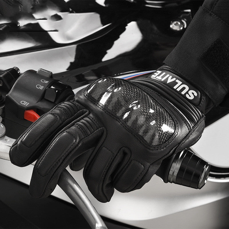 Unisex Sheepskin Full-Finger Motorcycle Gloves